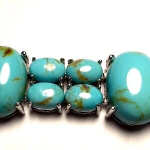 QVC Kingman Turquoise Gemstone Sterling Silver  6-3/4" Tennis Bracelet